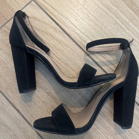 STEVE MADDEN CARRSON BLACK SUEDE SANDAL HEELS- size 7 - Picture 3 of 4